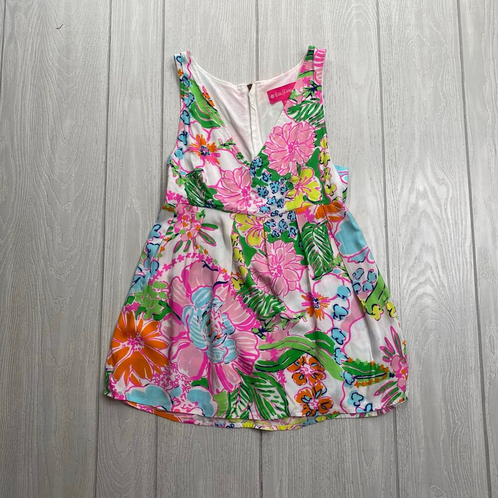 Lilly Pulitzer Target Nosey Posey Tropical Floral Swing Babydoll Tank Top XS